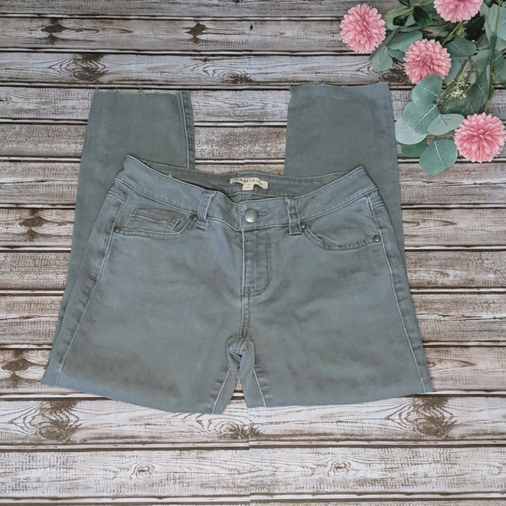 CAbi Raw Hem Cropped Mid-Rise Gray Jeans
